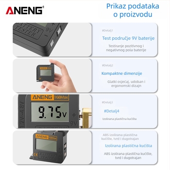 ANENG tester za baterije s digitalnim zaslonom, ispitivanje kapaciteta baterije, višenamjenski električni tester, podrijetlo Guangdong