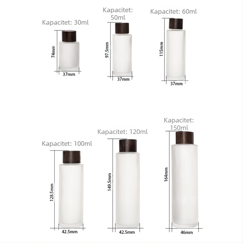 Bočica za esencijalna ulja s matnim staklom, drveni poklopac, drveni pokrov, prilagodljiva etiketa, tolerancija ±0.5 ml