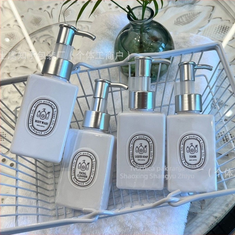 Bočica losiona za putovanja, ravnog kvadratnog oblika, mat srebrna pumpa, PET materijal, podrijetlo Shaoxing, Zhejiang