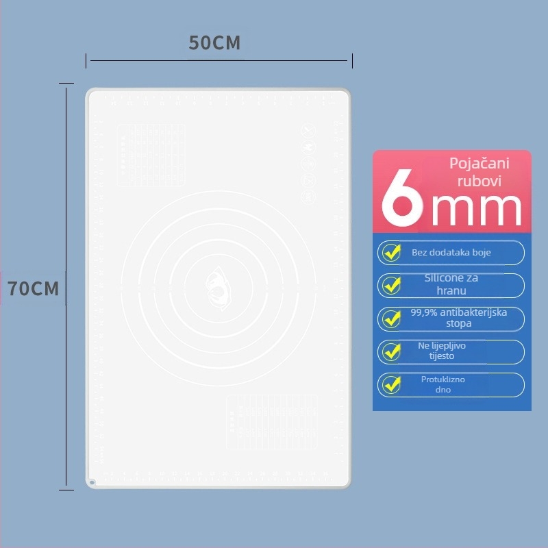 Seminex Silikonska Podloga za Tijesto – Visokokvalitetna, Deblja, Neprijanjajuća, S Mjernom Skalom i Mogućnošću Personalizacije Logotipa