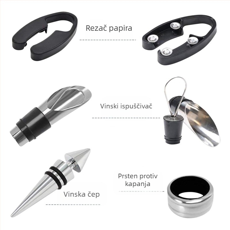 Nehrđajući čelik set otvarača za boce u obliku morske konjice – višefunkcionalni set za vino i pivo, brend Five, 5 komponenti, 5 kompleta, lansiran ljeto 2013