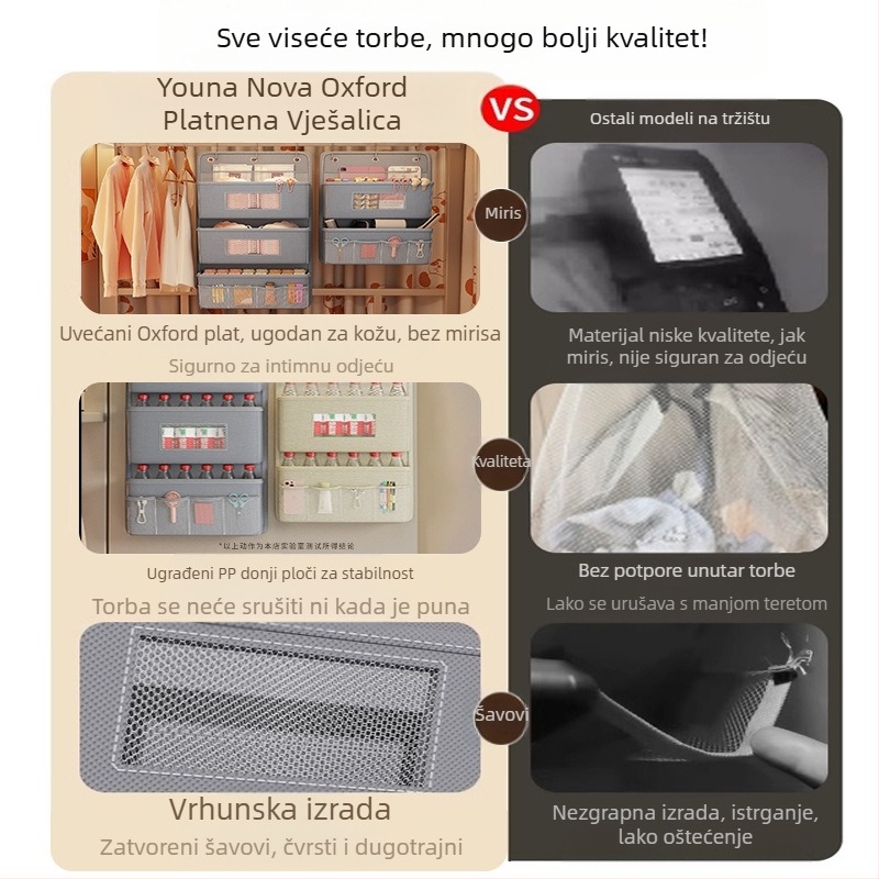 Organizer za skladištenje donjeg rublja i čarapa — Oxford materijal, model SND4004, trodimenzionalni zidni dizajn