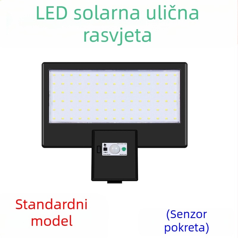 LED solarno ulično svjetlo s integriranim vanjskim svjetlom, senzor pokreta, IP65 vodootporno, 3W, vijek trajanja 50.000 sati
