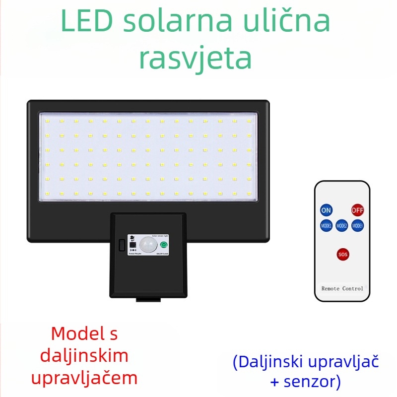 LED solarno ulično svjetlo s integriranim vanjskim svjetlom, senzor pokreta, IP65 vodootporno, 3W, vijek trajanja 50.000 sati