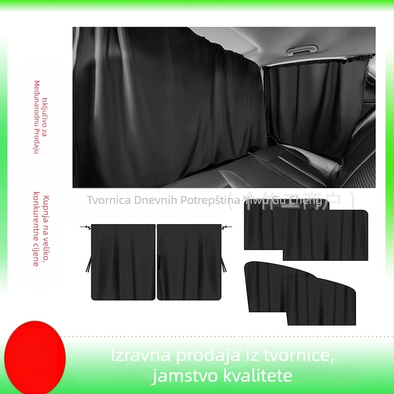 5-djelni set sjenila za auto i RV, ugrađena instalacija, univerzalna kompatibilnost, jednobojni dizajn, moguć ispis logotipa