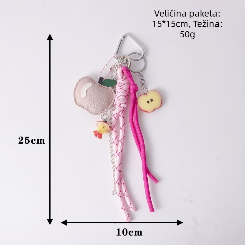 Ogrlica za torbu s motivom jabuke - pleteni konopac, PU materijal, Blessed Jewelry, Jinhua, proljeće 2025