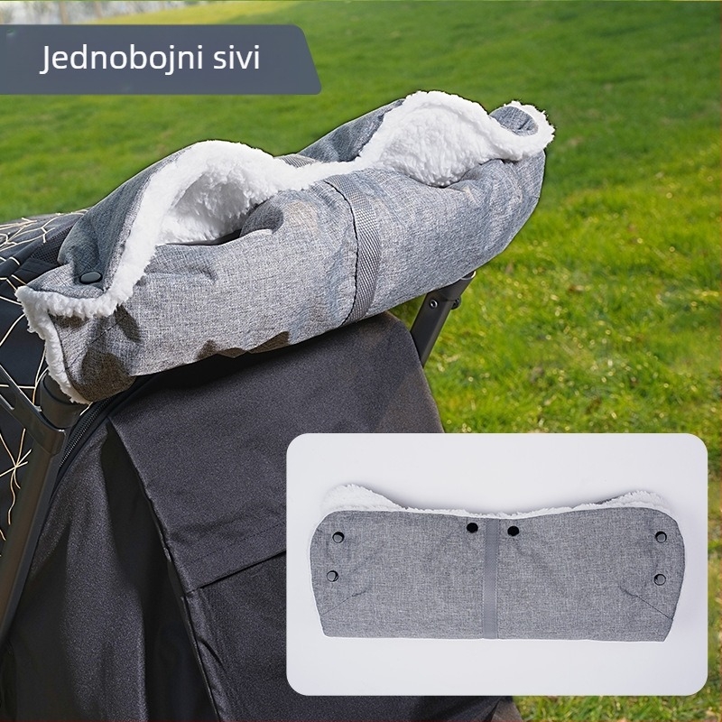 Poklopac za ručku kolica za bebe – otporan na vjetar, debeli flis, materijali: Oxford tkanina / ovčja vuna