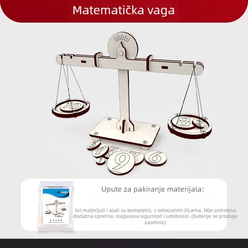 STEM edukativna drvena igračka: DIY višefunkcionalni znanstveni eksperimenti s vaga za intelektualni razvoj, za djecu 4–6 godina.