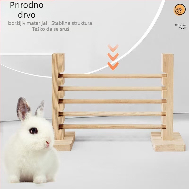 Drvena skok-stup za male kućne ljubimce — odvojiva trening-stup za zečeve i guinejske svinje