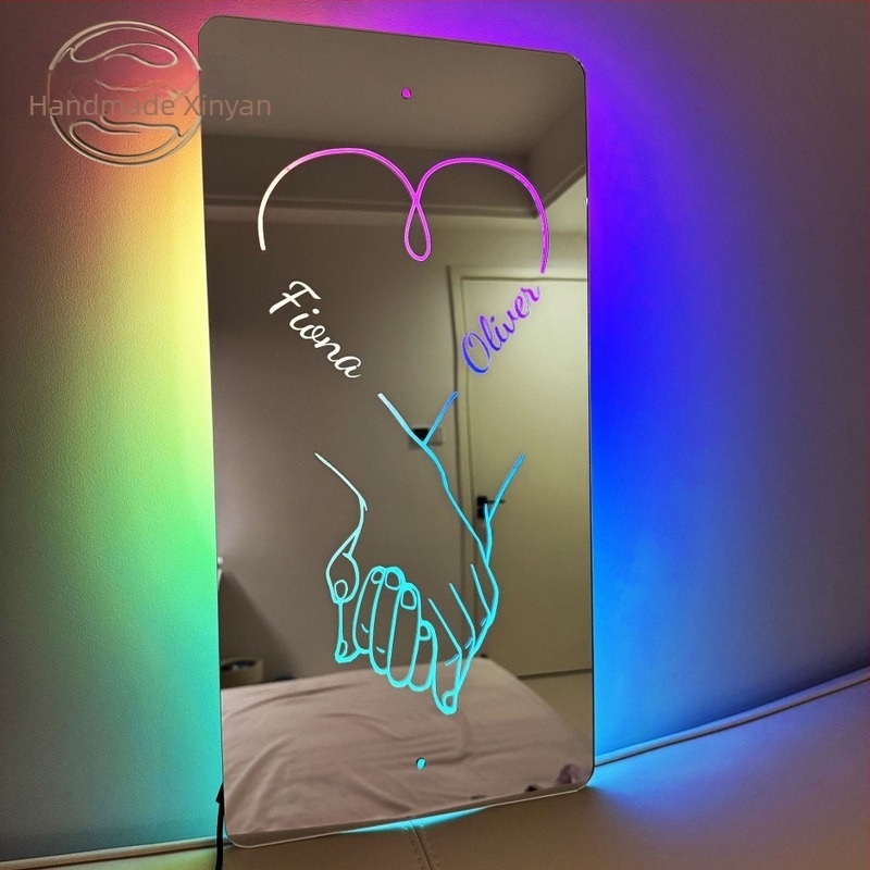 DIY Nakit Dodaci - Personalizirano Ime Gravirano, Akrilno Svjetleće Ogledalo Privjesak, Zima 2024, Xinyan Crafts
