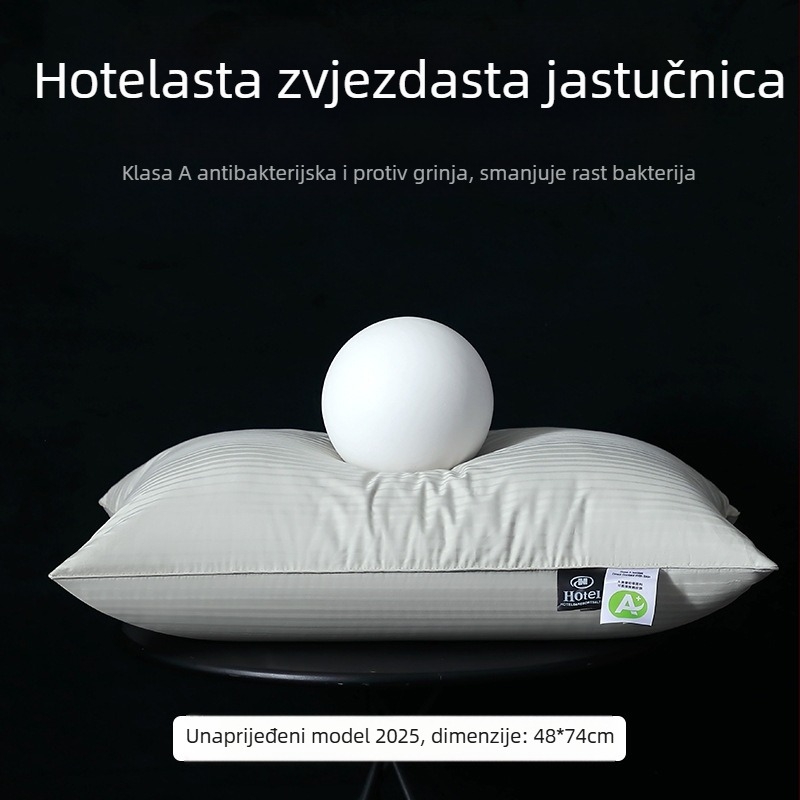 Pravokutna jastučnica s punjenjem od 100% devetotvornih vlakana, antibakterijsko vlakno, navlaka od 100% čistog pamuka, mogućnost prilagodbe