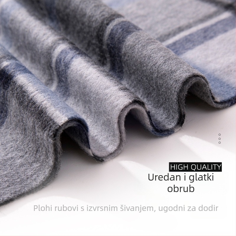100% vuneni karirani šal — zimska toplina, produžena duljina, poslovni stil