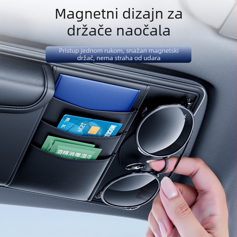 Kožni organizator za auto za sunčani vizor — držač za naočale, karte i iskaznice; Kabulun, porijeklo Guangzhou, za uporabu u automobilu