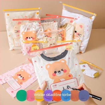 Kutija za odlaganje odjeće, kubična PE kutija s karikaturalnim dizajnom, prozirni zatvarač, otporna na prašinu i zatvorena, višenamjenska za donje rublje, kozmetiku i higijenske potrepštine