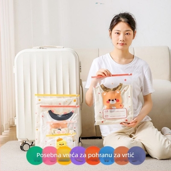 Kutija za odlaganje odjeće, kubična PE kutija s karikaturalnim dizajnom, prozirni zatvarač, otporna na prašinu i zatvorena, višenamjenska za donje rublje, kozmetiku i higijenske potrepštine