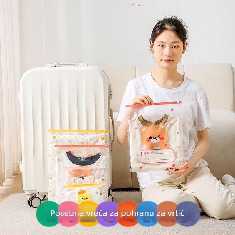 Kutija za odlaganje odjeće, kubična PE kutija s karikaturalnim dizajnom, prozirni zatvarač, otporna na prašinu i zatvorena, višenamjenska za donje rublje, kozmetiku i higijenske potrepštine