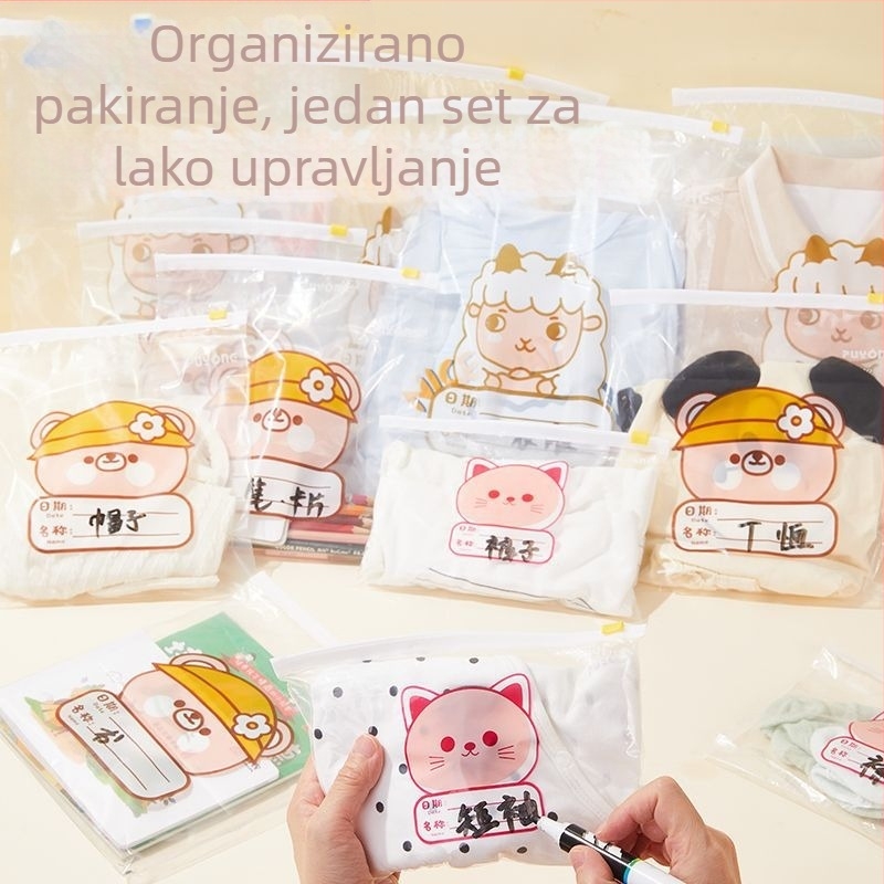 Kutija za odlaganje odjeće, kubična PE kutija s karikaturalnim dizajnom, prozirni zatvarač, otporna na prašinu i zatvorena, višenamjenska za donje rublje, kozmetiku i higijenske potrepštine