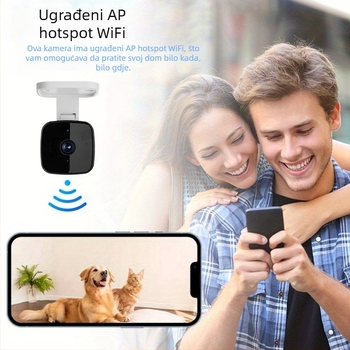 Bežično upravljana 360° kamera za unutarnju/vanjsku upotrebu s daljinskim upravljačem – horizontalno okretanje 0-360°, brzina 180°/s, vertikalno okretanje 90°, ograničenje okretanja 355°, napajanje AC110-220V