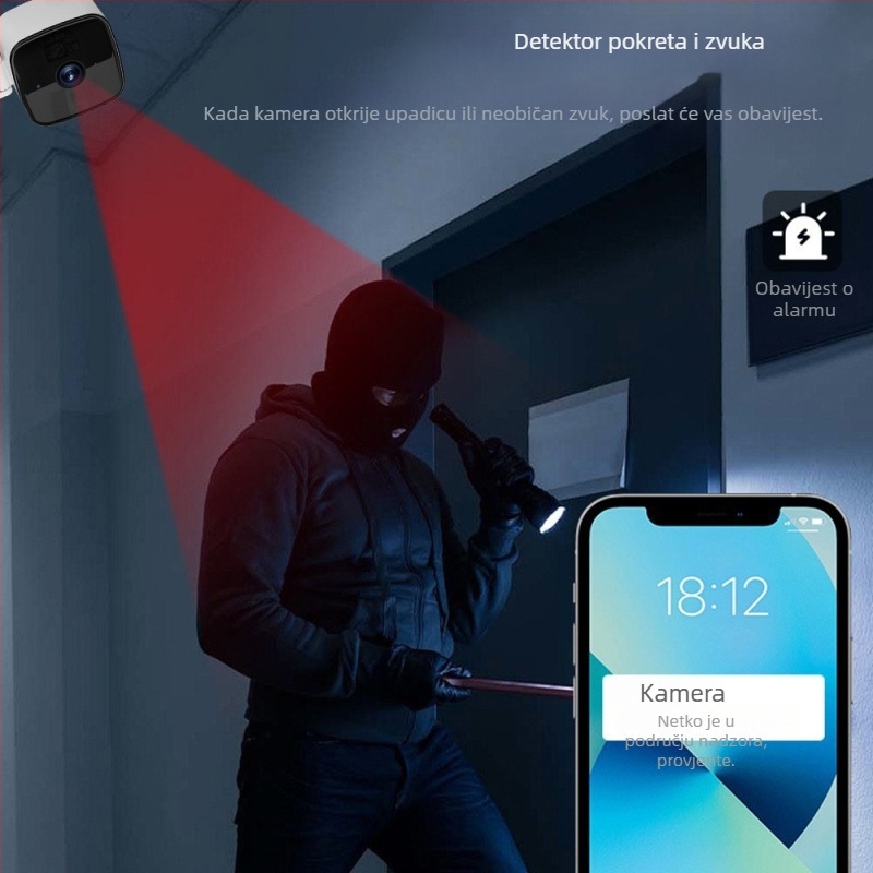 Bežično upravljana 360° kamera za unutarnju/vanjsku upotrebu s daljinskim upravljačem – horizontalno okretanje 0-360°, brzina 180°/s, vertikalno okretanje 90°, ograničenje okretanja 355°, napajanje AC110-220V