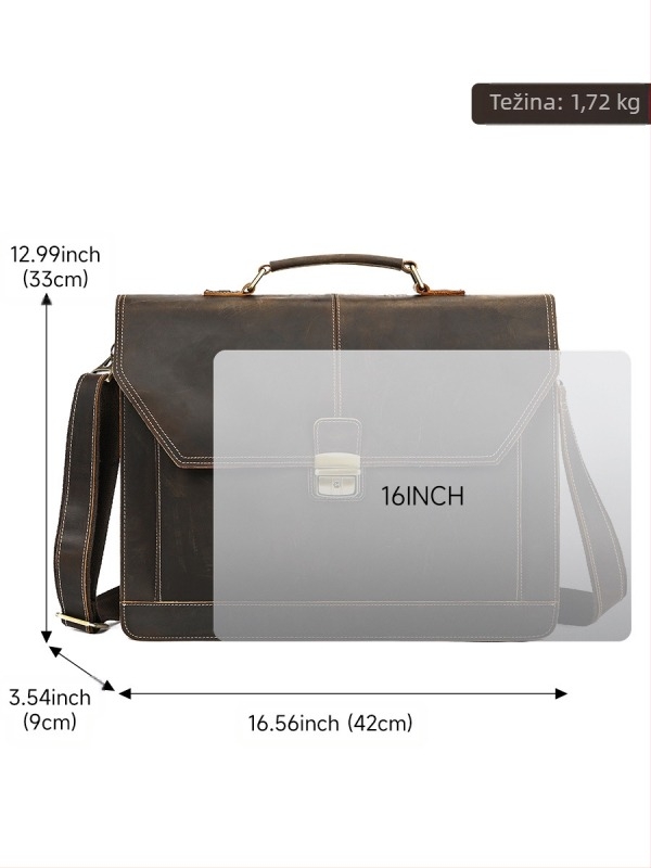 MASIWEI Crazy Horse Leather Poslovna torba za laptop (Prava koža; Crazy Horse; Stil: Business Elite; Sklopiva; Smanjenje tereta)