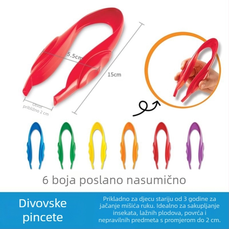 Montessori edukativna igračka: metalne kliješta za finu motoriku, kliješta za znanstveno promatranje, dob 0-2 godine