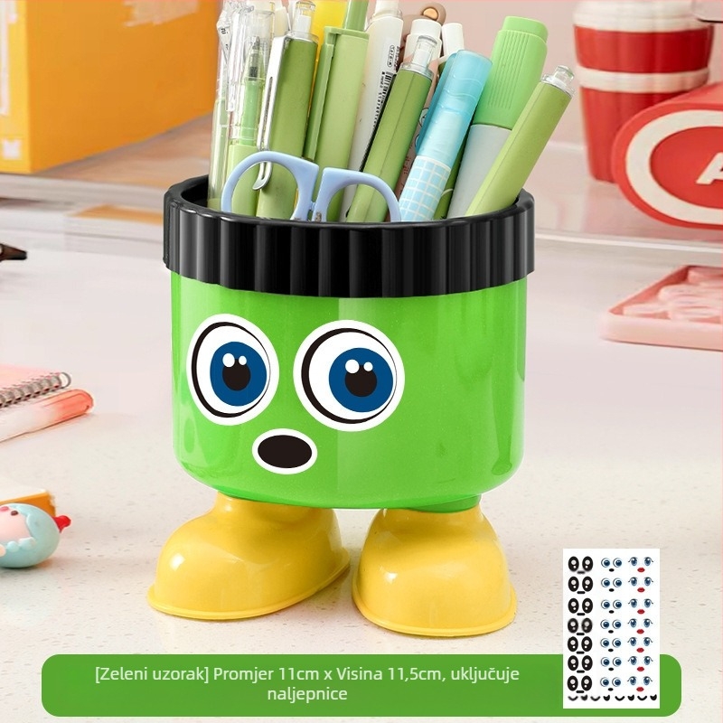 Okrugli karikatura stolni organizator i držač olovke (plastika • Oblik: okrugli • Cartoon Storage Bucket • Ispis logotipa: Da • Izvoz preko granice: Da)
