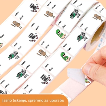 Q verzija naljepnica za prezime – rolna za prvi razred, vrtić, zatvoren rub (JU1326; Materijal: Non-dry Adhesive; Stil: Cartoon; Proizvodnja: Printing)