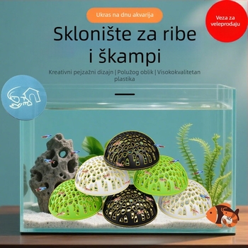Plastično poluhemisferično sklonište za akvarij za ribe i škampi – sigurno skrivanje, uzgoj, dekoracija