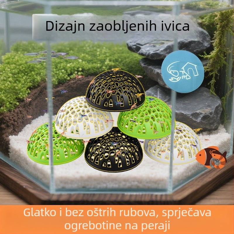 Plastično poluhemisferično sklonište za akvarij za ribe i škampi – sigurno skrivanje, uzgoj, dekoracija