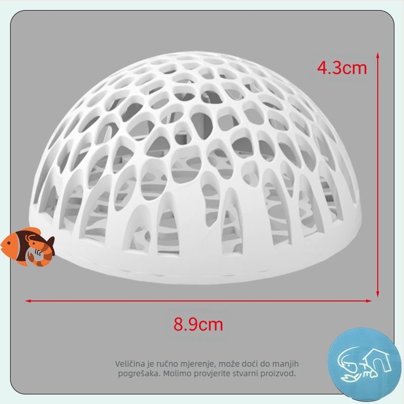 Plastično poluhemisferično sklonište za akvarij za ribe i škampi – sigurno skrivanje, uzgoj, dekoracija