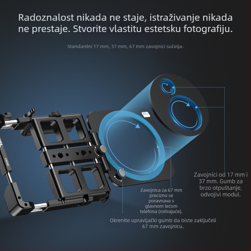 APEXEL VG05CH Prijenosni višenamjenski klip za telefon s Bluetooth ručkom za vanjsko livestreamanje i fotografiju; materijal: aluminijska legura; kompatibilan s Apple/Huawei/Oppo/Vivo/Xiaomi/OnePlus/Honor