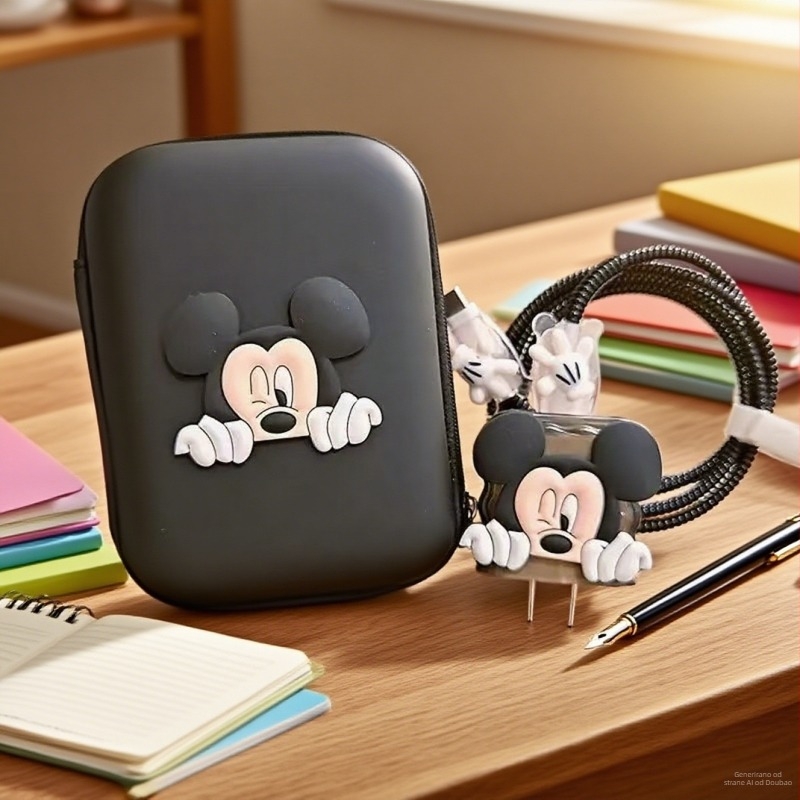 Zaštitno kućište za punjač s otvorenim tipom kabelskog navijača, cartoon stil, mekana guma, kompatibilno Apple 20W brzo punjenje