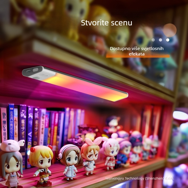 Noćna svjetiljka za garderobu sa senzorom pokreta, USB punjiva, magnetska montaža, ambijentalno svjetlo s gradijentom