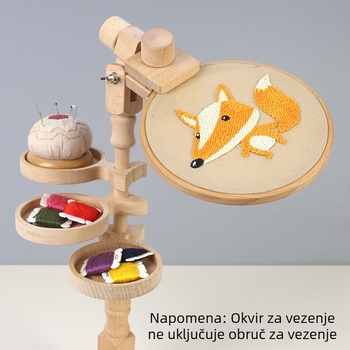 Drveni stalak za križno šivanje s 3 pretinca za pohranu, stolni dizajn