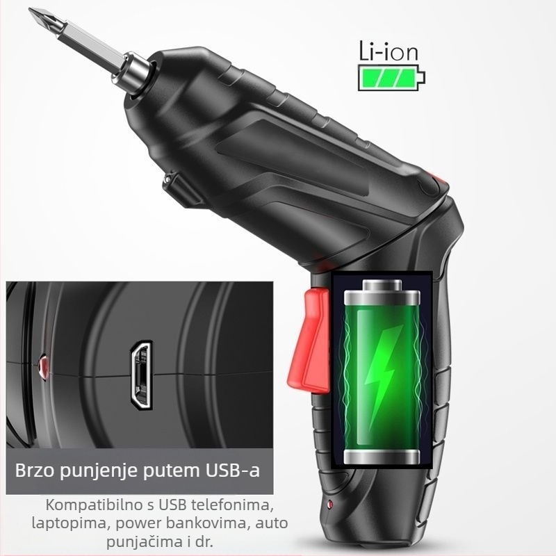 Kombinirani električni odvijač i mini bušilica — napajanje iz mreže, DC 12V, mehanizam hranjenja vijaka sa steznom, ravna glava, pogodno za popravak mobitela