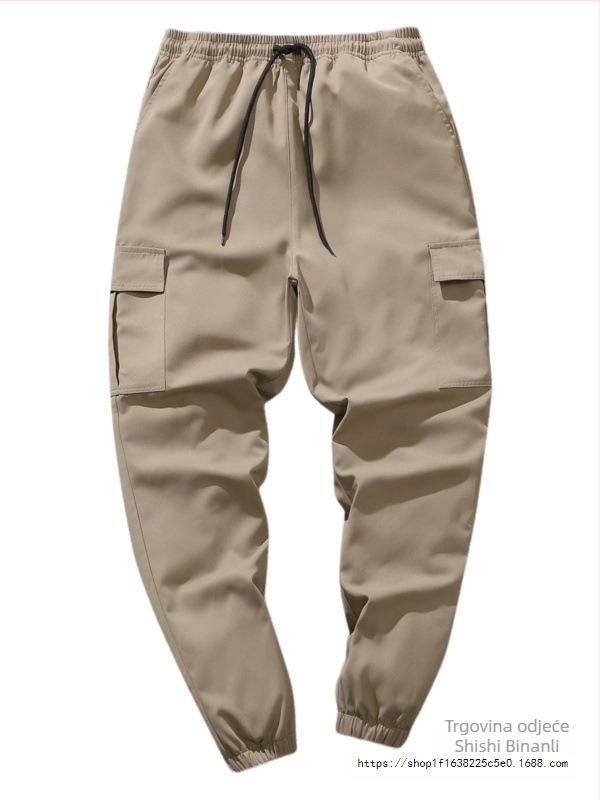 Casual radne hlače, slobodan kroj, duljina devet točaka, srednji pojas, zatvaranje špagom