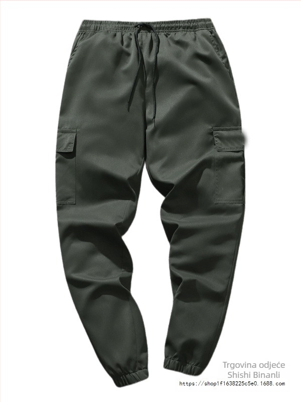 Casual radne hlače, slobodan kroj, duljina devet točaka, srednji pojas, zatvaranje špagom