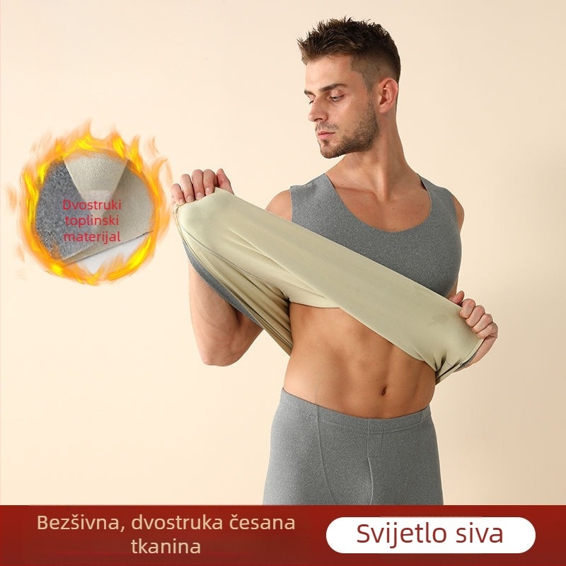 Unisex bezrukasti bazni sloj prsluk s V-izrezom, 100% poliester, topao, jednostruki