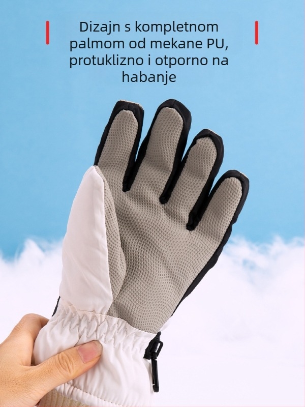 Skijaške rukavice za muškarce, žene i djecu – flis podstavljene, deblje, poliester, Proizvodni kod 54741