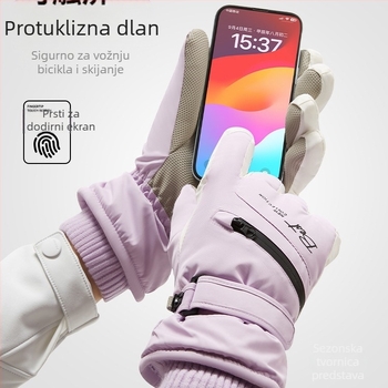 Ženske zimske rukavice za biciklizam – flis podstava, debele, otporne na prskanje vode, tople