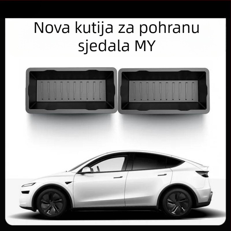 Kutija za pohranu ispod sjedala s izvlačnim dizajnom za osvježeni Tesla Model Y – interijer dodatak, plastika, prilagodljiv, moguć ispis logotipa, SKU 30ZH8394492307