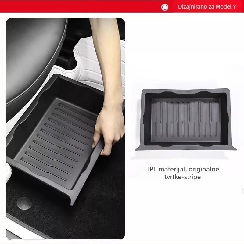 Kutija za pohranu ispod sjedala s izvlačnim dizajnom za osvježeni Tesla Model Y – interijer dodatak, plastika, prilagodljiv, moguć ispis logotipa, SKU 30ZH8394492307