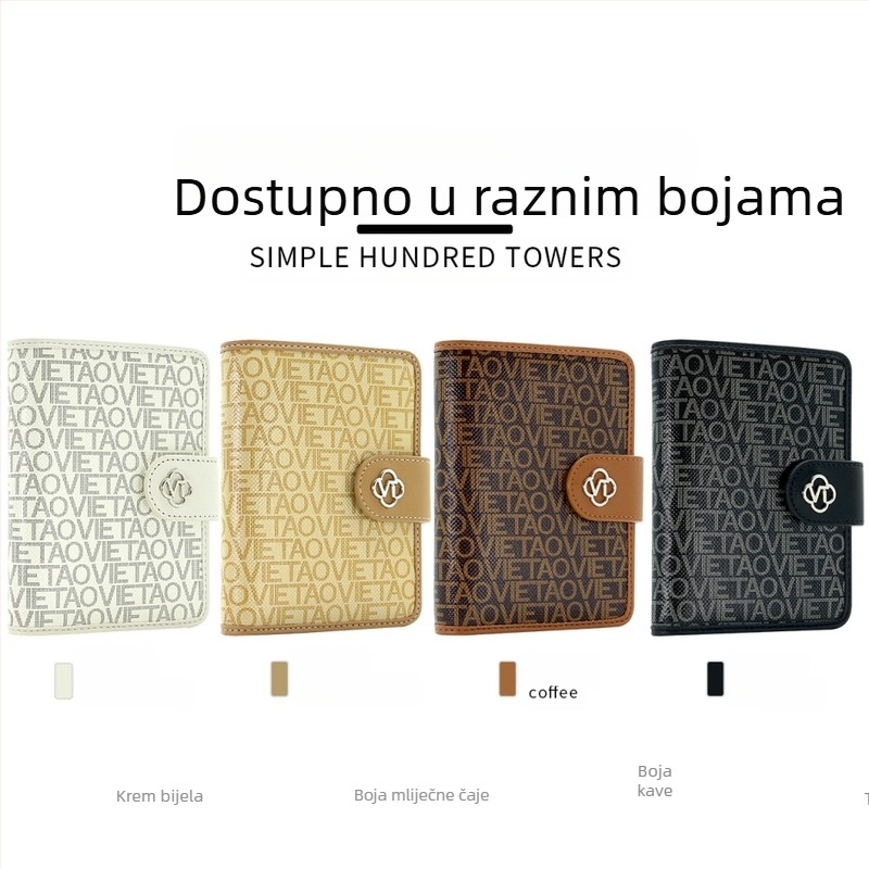 PU kožni držač za putovnicu i kartice sa kopčom, s višestrukim pretincima za kartice, unisex, uzorak slova