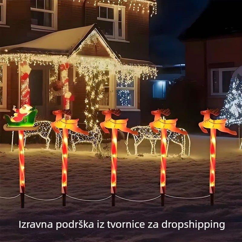 Božićno svjetlo za zabijanje u tlo, solarno napajanje, IP65, 2.4V, 3000K topla bijela, trajanje 12–16 sati