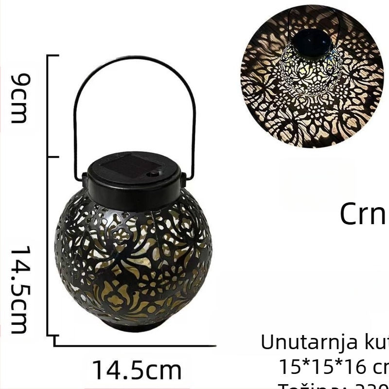 Solarni viseći lanterna – LED lampice, IP44, 1W, 1.2V, trajanje 6–12h