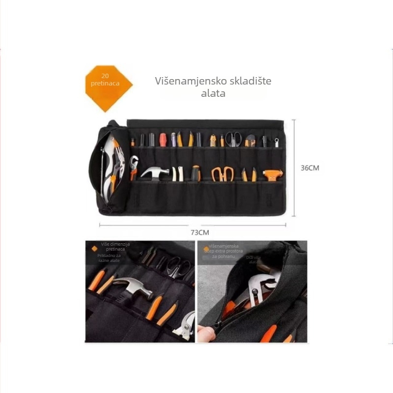 Torba za pohranu alata, prijenosna rolna torba, pogodna za nošenje i vanjsku upotrebu, kod proizvoda 6.17, pogodna za električara i komplet alata