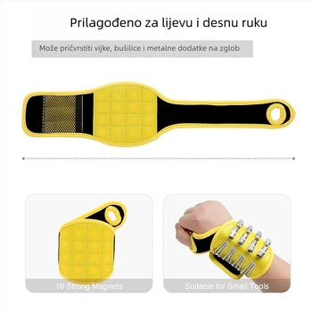 Magnetska narukvica s Velcro trakom – alat za podizanje vijaka, čavala i bušilica – snažan magnet, najlonska konstrukcija, mješavina najlona i poliestera, industrijska uporaba, Neutral brend