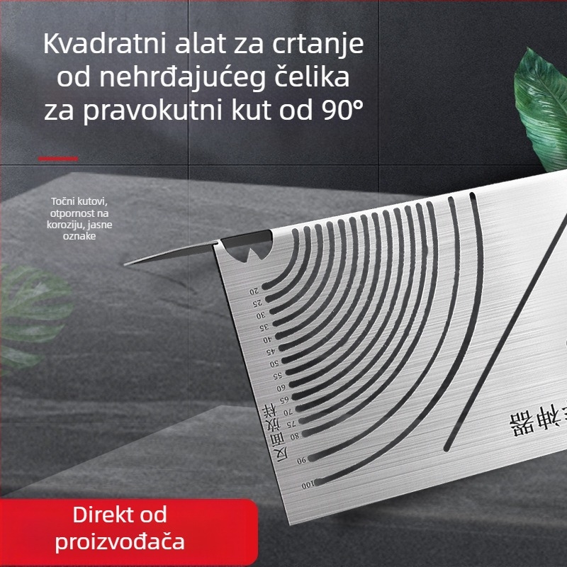 Sklopiva mjernica od nehrđajućeg čelika za označavanje sa lukom i pravim kutom, višenamjenski alat za postavljanje šablone za četvrtaste cijevi