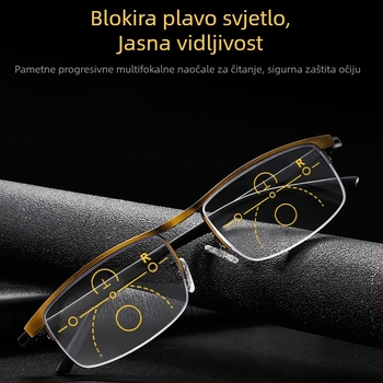 Naočale za čitanje s lećama od smole, metalni polu-okvir, kvadratni dizajn