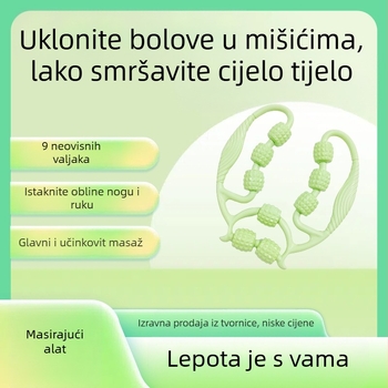 Ručni masažni valjak za noge s devetokrakom prstenom – opuštanje mišića, kućni fitness